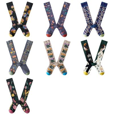 China Literature Breathable Knee High Socks, Colorful Woman Happy Socks, Can Bulk Wholesale Can Be OEM Customized Logo for sale
