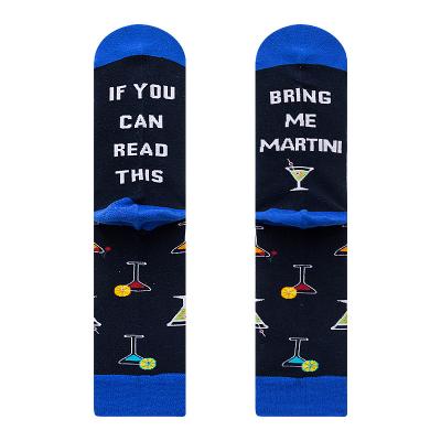 China Breathable alcohol and letters logo, colorful unisex happy socks, for men high quality can bulk wholesale can be OEM customized logo for sale