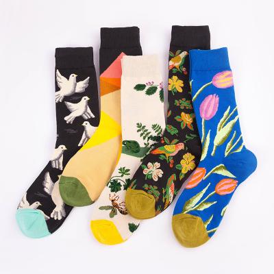China Breathable Animals, Flowers, Art Pattern Men Cotton Sock For Box Bulk Unisex Wholesale Can Be OEM Customized Logo for sale