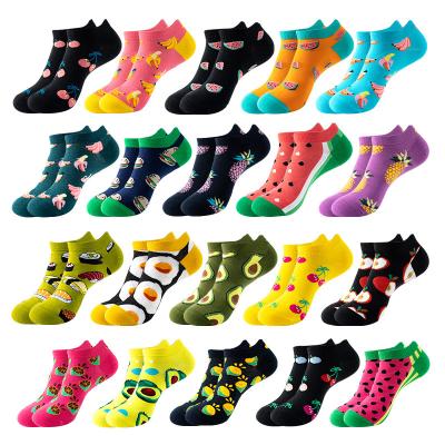 China New spring breathable invisible socks summer women non-slip ankle socks, cute candy collar, fruit pattern for sale