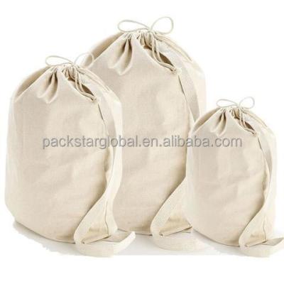 China Drawstrin Bag Nature Color Cotton Canvas Laundry Bag Dust Bags For Handbags Luxury for sale