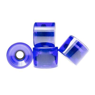 China Blue Transparent PU Skateboard Wheels 75mm Longboard Wheels Antiwear OEM for sale