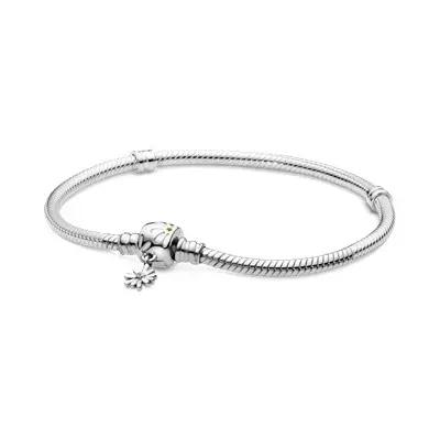 China wholesale TRENDY Daisy Flower Clasp Bracelet 925 Sterling Silver Snake Chain Bracelet charm DIY making jewelry for women for sale