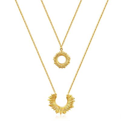 China O-chain Internet celebrity ins stainless steel double-layer necklace, sun and moon pendant clavicle chain for women, hot selling for sale