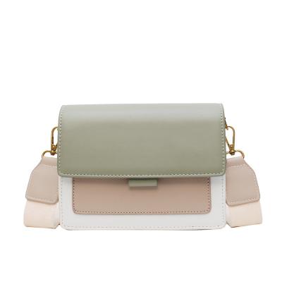 China Color Matching Fashion Chain Sling Matching Color Square Leather Bags Shoulder Mini Purses Lady Crossbody Bag Tied For Women for sale