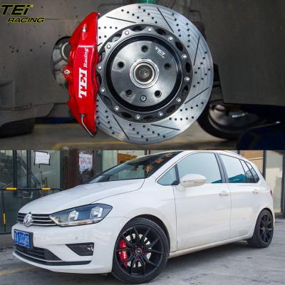 China Front Big Brake Kit 4 Piston Caliper With 330x28mm Rotor Auto Brake System For Volkswagen Golf Sports 17 Inch Car Rim for sale