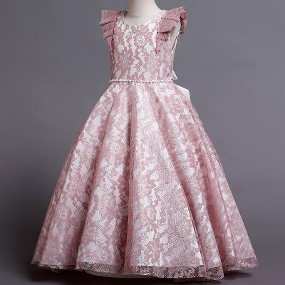 China Breathable USA Supply Border Girls Dress Wholesale Long Sleeve Wedding Bridesmaid Princess Dress Stain for sale