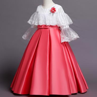 China Breathable princess girls dress fabric lace skirt 2022 new satin color matching dress specifically for spot border commercial wholesale for sale