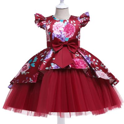 China Breathable Europe and the United States children dress flower embroidery bitter fleabane bitter fleabane princess dress net yarn for sale