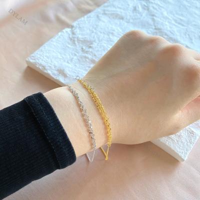 China Handmade Vintage DYLAM Bracelet 925 Lightweight Triple Layered Tasty Beaded Chain Sterling Silver Adjustable Best Friend For Women Girls for sale