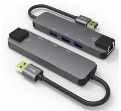 China USB3.0 5Gbps High Speed Aluminum 3-Port USB 3.0 Hub with RJ45 Gigabit Ethernet Port LAN Network Adapter for sale
