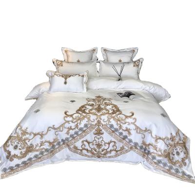 China Anti-Static Ready To Ship 100% Cotton Sateen Jacquard Sheet Set Luxury Bedding Set for sale