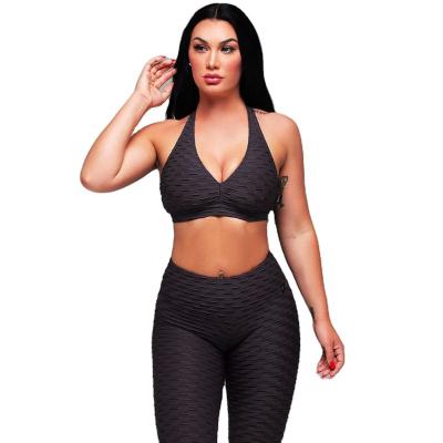 China Wholesale Cotton Ladies Pants and Tops Stylish Yoga Wear Active Yoga Two Piece Set Sport Wear Gym Fitness for sale