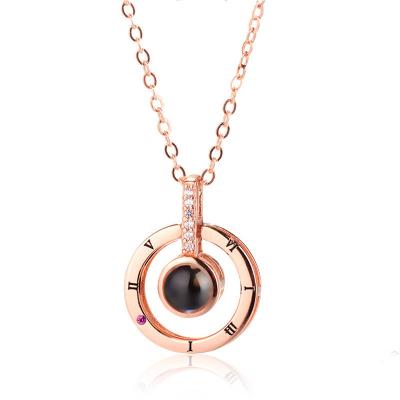 China Languages of the Hundred Trend I Love You Heart Shaped Projection Pendant Necklace for sale