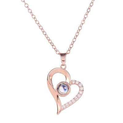 China Trendy 100 Languages I Love Your Memory Heart Necklace Crystal, Rhinestone for sale