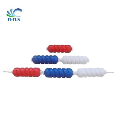 China Plastic Anti Wave Lane Ropes , Spirals Type Swimming Pool Lane Ropes Te koop