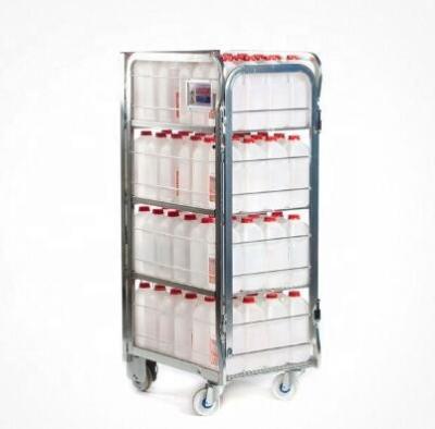 Chine Conteneur en acier de cage de petit pain de lait de supermarché quatre couches avec l'étagère mobile à vendre