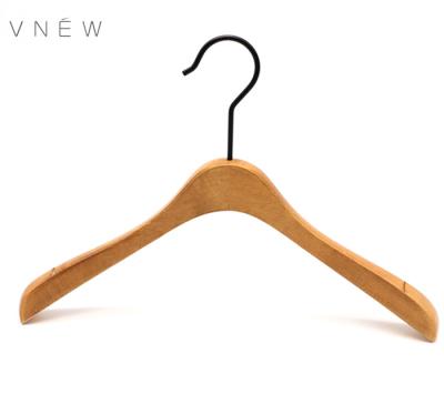 China 2019 hot sales/solid wood hanger custom logo durable hanger material for outerwear for sale