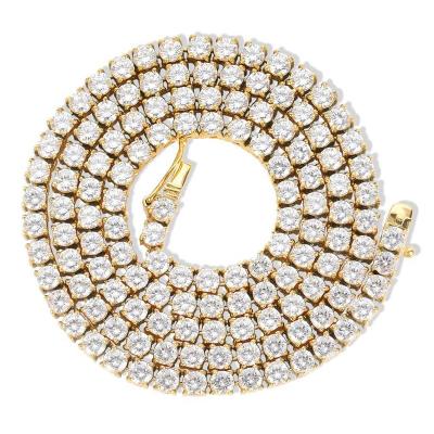 China Fast Delivery Approaching Various Size HipHop 4mm Stainless Steel Brass Tennis Shiny Iced Out Diamond Necklace Jewelry for sale