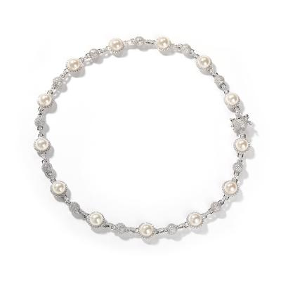 China 2022 Fast Delivery New Retro Hip Hop Diamond Pearl Necklace Men Personality Trend Necklace for sale