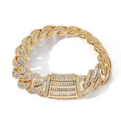 China Fast Delivery Hip Hop 15mm Cuban 20mm Bracelet Mixed With T Zircon Trend Men's Bracelet High Quality Jewelry for sale