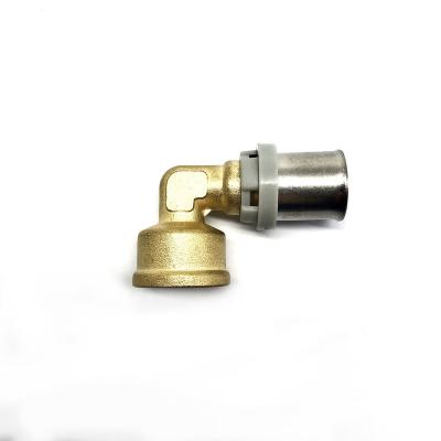 China 50 years GA Brass Press Pipe Fittings Female Elbow for Pex And Floor Heating pipe for sale