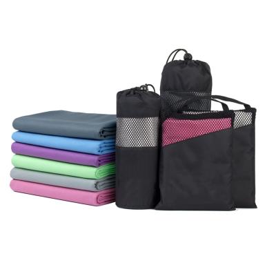 China Suede Kid Safe Microfiber Towel Quick Dry Portable For Gym Sports Fitness Mesh Bag Custom Outdoor Camping Rise Logo Available for sale