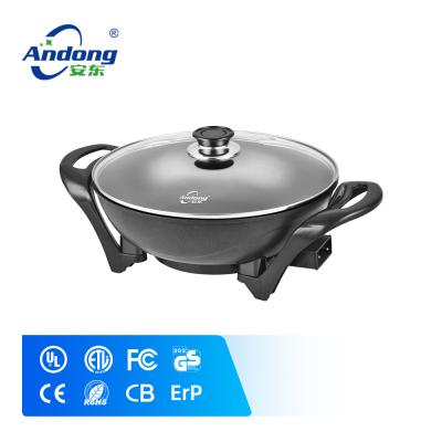 China Andong Outdoor 5 Minute Chef Multi Purpose Electric Cooking Pan Cast Iron Round Liven Electric Griddle With Glass Cover for sale