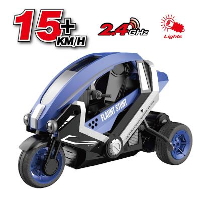 China HOT SALE RC Hobby 1:8 RC Motorcycle Three Wheel Radio Stunt Remote Control High Speed Toys For Children With LED Light Kids GIFT for sale
