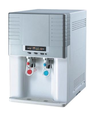 China Hot & Cold Silver Tabletop Filtered Water Dispenser Reverse Osmosis / UF Compressor Cooling for sale