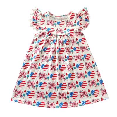 China Viable Independence Day Flag Printing Pearl Dress Supplier Baby Dress Baby Toddler Girl 4th of July for sale