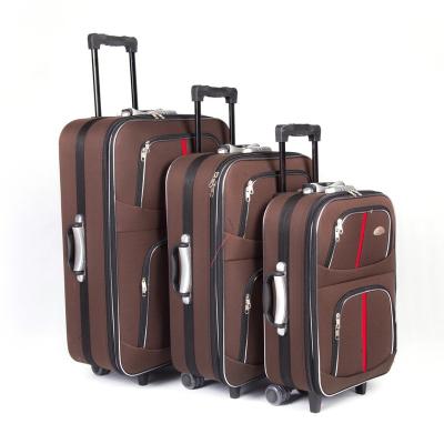 China Cheap Oxford Polyester 3pcs Travel Trolley Luggage Bag Set With Silver Piping for sale