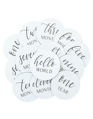 China Europe Baby Photoshoot Shores White Attic Engraved Monthly Wooden Milestones for sale