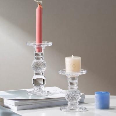 Chine Pièce maîtresse en verre de 2 de tailles de pilier bougeoirs de chandelle pour la table de salle à manger à vendre
