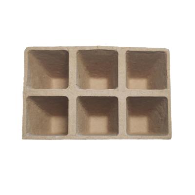 China Cardboard Pulp Nursery Pot 6 Cell Square Seedling Cup Seed Starter Degradable Cardboard Pulp Tray Flower Tray Single Cell Seed Starter Gardening Pot for sale