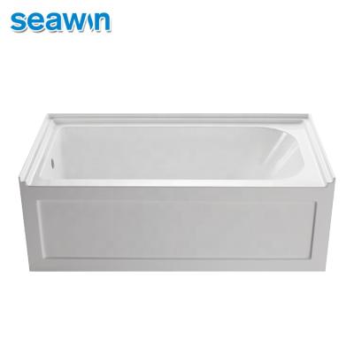 China Simple Rectangular White Custom Hotel Alcove Skirted Fiberglass Banheira Clear Bathtub for sale