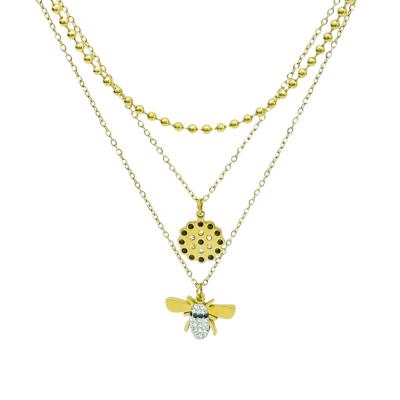 China Nickel Free And Hypoallergenic 2021 Fashion Jewelry 3 Layered Choker Necklaces Nickel Free And Hypoallergenic Gold Plated Chain Necklaces for sale