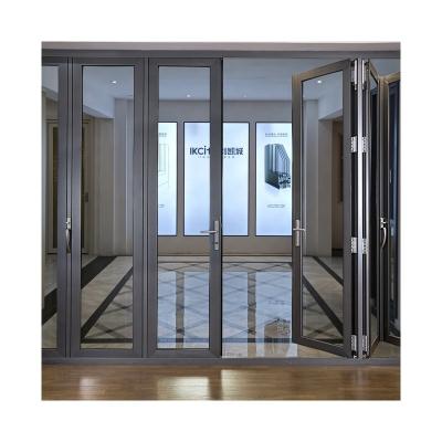 China Heat Insulation Style Home Balcony Aluminum Alloy Glass Modern 68 Partition Bridge Broken Folding Door for sale