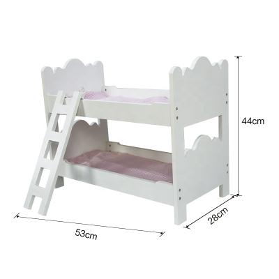 China Mini Wooden Doll Bed Family Wooden Doll Furniture Accessories Toy Furniture Bed With Ladder Playhouse, Baby - Doll Bunk Beds for sale