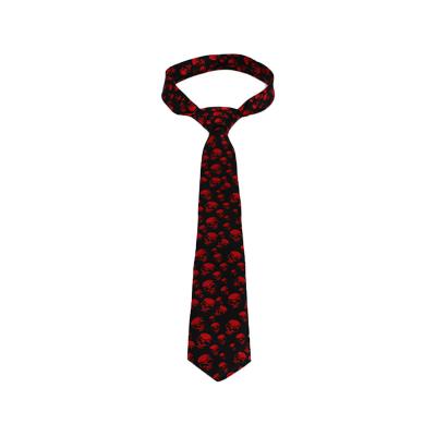 China Carnival Factory Direct Selling Halloween Small Red Skull Printing Tie Men's Digital Halloween Party Tie for sale
