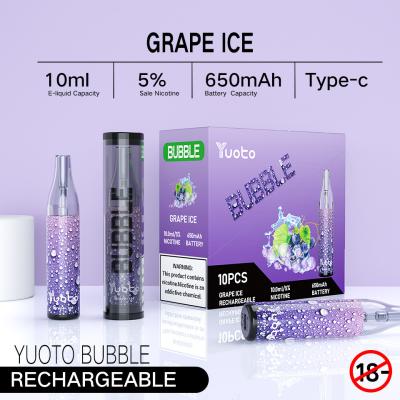 China Original factory in China Yuoto bubble 4000puffs 10ml 650mah rechargeable yuoto disposable vape pods mesh coils for sale