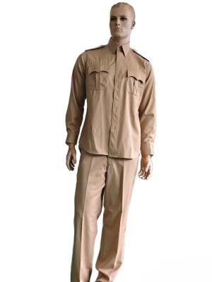 China Classic Khaki Officer's Dress Uniform Set Wool Blend Long Sleeve & Straight Leg for sale
