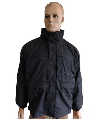 China Stealth Black Military Parka - Detachable Thermal Liner & Utility Pockets for sale