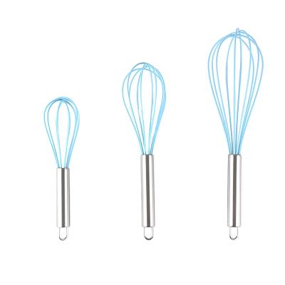 China Viable Egg Beaters Set 3 Pcs Shaking Silicone Utensil Set Manual Mixer Egg Beater For Baking for sale
