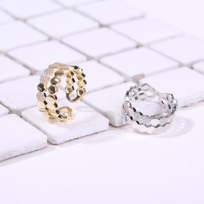 China FASHIONABLE Wholesale Custom Gold Plated Jewelry Platinum Zircon Rings Women Finger Jewelry for sale
