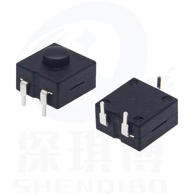 China flashlight button switch 12*12 self-locking micro button two open one off three pin plug 12*12 for sale