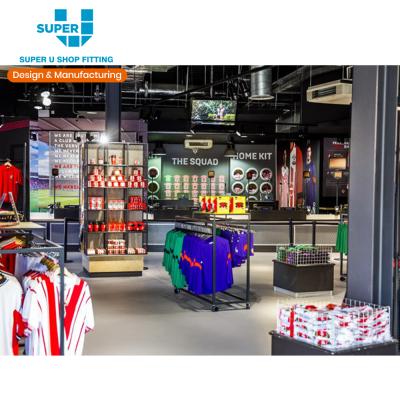 China Sports Shop Design Brand Sports Chain Store Furniture Display Fixture Indoor Retail Wholesale Tailor Stylish Sporty Decor Clothing Store New for sale