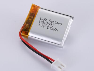 China Fabricante de baterías LP802530 3,7V 600MAH en venta