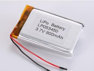 Cina LP053450 3.7V 900MAH batterie agli ioni di litio produttori Composizione chimica Poliemero di litio di alta capacità LiPo Pack Temperatura di scarica -20°C A 60°C in vendita