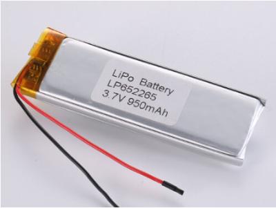 Cina LP652265 3.7V 950MHA batterie agli ioni di litio produttori di altri materiali anodici LiPo Pack ad alta capacità per i mercati nazionali in vendita